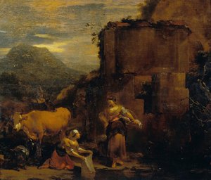 Wasvrouwen door Nicolaes Pietersz. Berchem